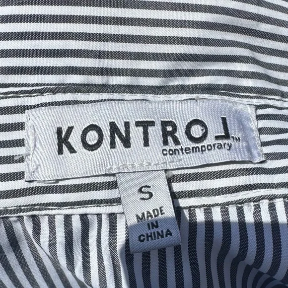 Kontrol vintage ‘00s pinstriped, embroidered long sleeve top / S / EUC - Picture 13 of 14